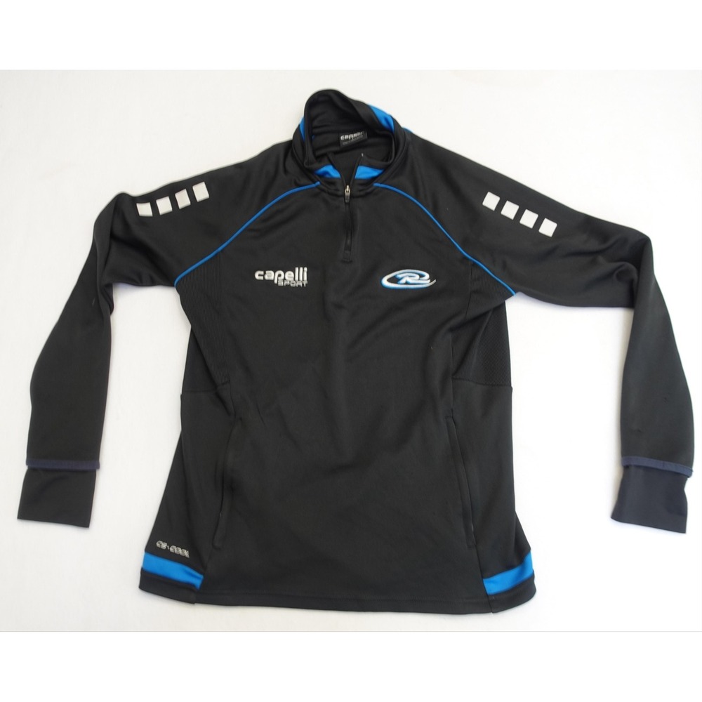 Capelli Sport Shirt Mens L Black 1/4 Zip Soccer Training Pullover Pockets Top